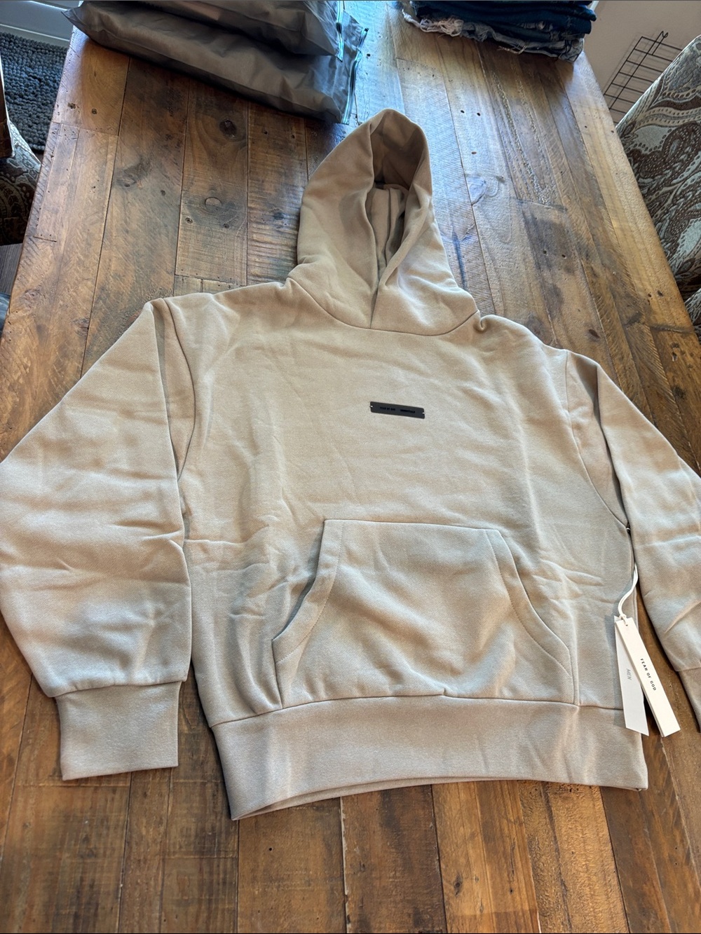 Fear of God Men's Beige Hooded Sweatshirt